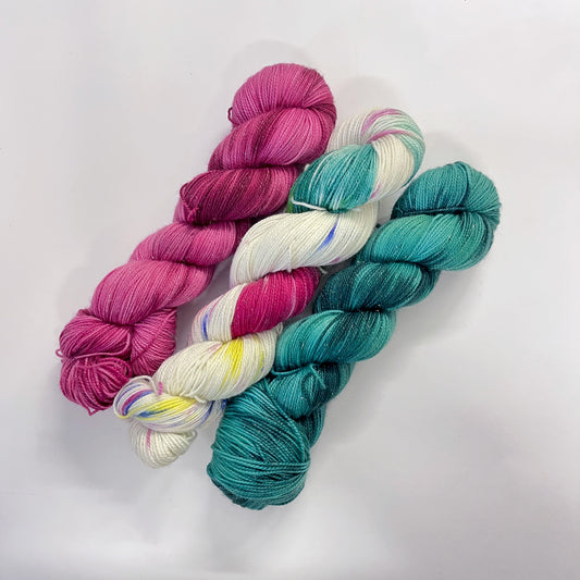 Jolly Holly Sparkle Sock 3 Skein Shawl Set