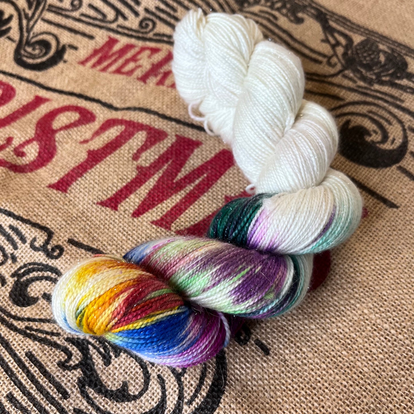 Lambkin Through the Snow Sparkle Sock Yarn